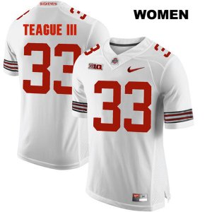 Women's NCAA Ohio State Buckeyes Master Teague #33 College Stitched Authentic Nike White Football Jersey GB20F61NM
